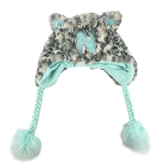 Justice Animal Print Faux Fur Hat Letter N - Picture 1 of 8